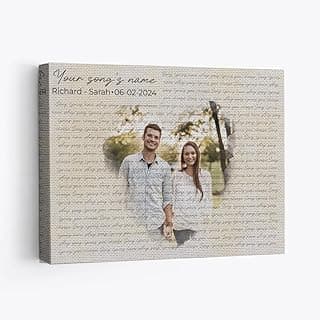 Personalized Photo Song Lyrics Wall Decor Canvas Art Print Home Decor Pictures Poster for Bedroom Living Room Bathroom Office With Framed Ready to Hang
