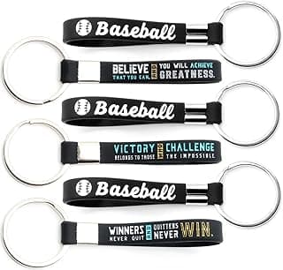 Baseball Keychains | (12 Pack) Sports Inspirational Quotes | Flexible | Gifts For Your Team, Friends, Colleagues image