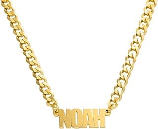 MYKA – Personalized Unisex Name Necklace with Thick Gourmette Cuban Chain - Customized Jewelry - Gift for Men and Women
