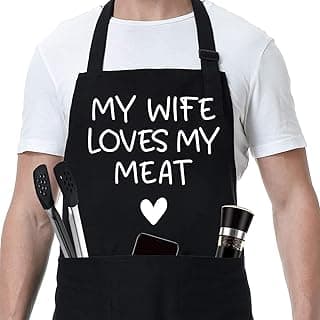 Fairy's Gift Funny Husband Apron - Men's Anniversary, Fathers Day, Cool Birthday Gifts for Him, Husband Gifts from Wife - Manly Presents for Men, Kitchen Aprons with Pockets for Cooking Hubby, Him