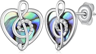 Music Note/Treble Clef/Guitar Earrings and Ring 925 Sterling Silver Music Gifts Music Jewelry for Women Music Note Jewelry Gifts for Women Music Lovers image