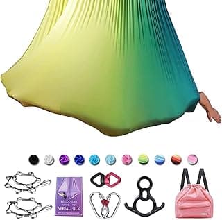 Yoga Swing Set - 10M Aerial Silks Kit for Home Silk Swing for Gymnastics 11 Yards Aerial Yoga Hammock Starter Kit with Hardware image