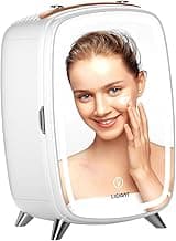 Skincare Fridge, With 3-Level Dimmable LED Light Mirror, Low Noise Beauty Fridge, 6L Large Capacity, Semiconductor Cooling, Portable Design for Multiple Uses - Bedroom, Office, and Travel image