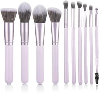 10 purple wooden handle makeup brushes for girls makeup brush set Premium synthetic foundation brush Face brush Eye brush professional Cosmetic tool image