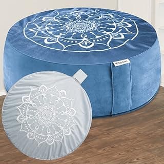 Hihealer Meditation Cushion - Large Velvet Zafu Floor Pillow for Adults and Women - Comfortable Yoga Pillow with Traditional Tibetan Buckwheat Filling for Meditation and Relaxation image