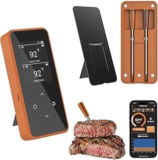 2 Probe Meat Thermometer Wireless, 500FT Long Range Bluetooth Meat Thermometer Digital with LCD, Probe Lasts up to 16 Hours, Instant Reading Food Thermometer for Oven, Grill, Smoker & Rotisserie