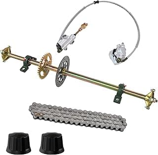 Go Kart Axle Kit 44 Inch Rear Axle DIY Go Kart Parts with Axle+Brake Caliper+Brake Disc+Pillow Block Bearing+530 Chain+37T Sprocket+Wheel Hub for Go Kart Quad Trike Drift Bikes image