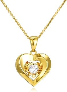 18k Gold Heart Jewelry Necklace for Women, Solid Gold Chain and Pendant Necklace for Her, Anniversary Jewelry Present for Wife, Gifts for Mother,18" image