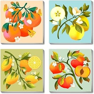 4 Pack Framed DIY Paint by Numbers Kit for Adults Beginner,Fruit Oil Painting Easy Paint by Number with Canvas,Acrylic Paint Kit Arts and Crafts for Adults for Decor 8x8inch image