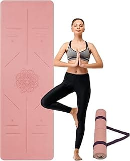 Yoga Mat Non Slip, Anti-Tear 3/16 Thick TPE Yoga Mats for Women and Men, 72"x24" Exercise & Fitness Mat with Carrying Strap, Workout Mats for Yoga, Pilates and Floor Exercise image