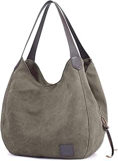 Women's Multi-pocket Shoulder Bag Fashion Cotton Canvas Handbag Tote Purse image