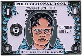 Dwight Schrute Bucks One Buck Motivational Tool The Office Dunder Mifflin Comedy TV Show 1.5" Enamel Pin Badge image