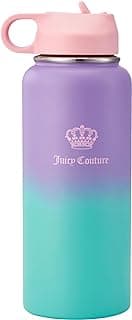 Juicy Couture "Go Girl" Fashion Water Bottle - Purple/Teal - 32oz - Stylish Trendy Hydration Bottle - Fashionable Designer Drinkware for Active Lifestyle image
