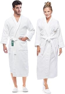 Luxury Cotton Terry Shawl Bathrobe Collar Robe with Slippers - One Unisex Spa Robe - Bathrobe for Men & Women image
