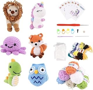 6Pcs Crochet Kit For Beginners,Crochet Animal Kits, 2025 DIY Craft for Adults and Kids,Best Gift for Crochet Lovers, Crocheting Animal Kits with Step-by-Step Video,Birthday Gift , Holiday Gift image