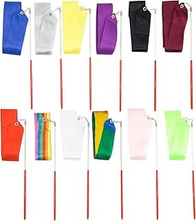 Kaiyuan Dynasty Dance Ribbons Rainbow Streamers Rhythmic Gymnastics Ribbon Baton Twirling Wands on Sticks for Kids Artistic Dancing image