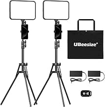 2 Pack LED Video Light Kit, UBeesize Photography Lighting, 13" Studio Lights with 65" Tripod Stand and Phone Holders, Podcast Lighting for Video Recording, Make up, Live Streaming, Tiktok, YouTube image