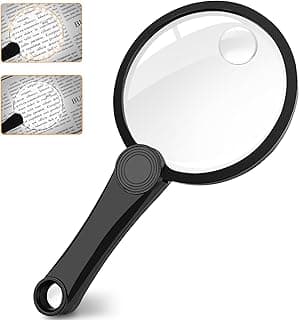 Updated Magnifying Glass with 2 Light - LED Magnifiers for Reading USB Rechargeable Magnifying Glasses with Light for Close Work 3 Modes Jewelers for Seniors Kids Vision Impairment image