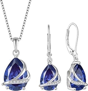 Rocayi Teardrop Jewelry Set for Women 925 Sterling Silver Tanzanite Necklace and Earrings Set December Birthstone Jewelry Gifts for Her image
