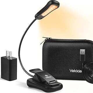 Vekkia Book Light Set with Charger, Clip on Reading Light in Bed with 3 Brightness, Up to 60 Hrs, Rechargeable, Eye-Care Warm LED for Read Before Bed (Incl Travel Case, Cable) image
