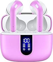 TAGRY Bluetooth Headphones True Wireless Earbuds 60H Playback LED Power Display Earphones with Wireless Charging Case IPX5 Waterproof in-Ear Earbuds with Mic for TV Smart Phone Laptop Computer Sports image