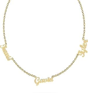 Personalized Gold Multi Name Necklace - Custom 14K Solid Gold Monogram Family Tree Pendant, Ideal Gift for Women, Girls, and Bridesmaids image
