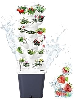 Hydroponic Tower Garden Growing System: 30 Pods Indoor Vertical Hydroponics Growing System Kit with Water Pump & Timer for Strawberries, Tomatoes, Lettuce, Herbs