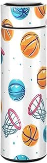 Basketball Balls Hoop Seamless Water Bottle,17 Oz(500 ml),Insulated Stainless Steel Bottle,Vacuum Insulated Bottle,Leakproof Tumbler for Sports and Travel image