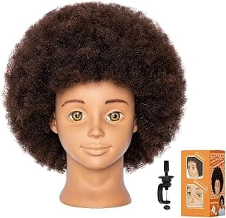 Mannequin Head Human Hair Doll Head Manikin Head Authenically-textured Hair for Girls Pratice Hair-styling Brading with Clamp Holder