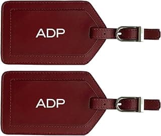 Personalized Monogrammed Leather Luggage Tags - 2 Pack