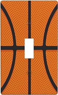 Retro Basketball Print Sports Light Switch Cover Decorative Funny Single Toggle 1 Gang Wall Plate Board Wallplates For Kitchen Farmhouse Bedroom Bathroom Art Decor image