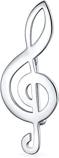 Classic Musical Treble G Clef Note Stud Earrings, Necklace, Brooch Pin For Musician Women Teen Teacher Student .925 Sterling Silver image