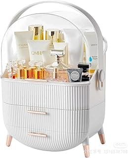 Makeup Organizer Countertop and Storage for Bathroom Vanity, Portable Travel Cosmetic Display Cases with Lid and Drawers, Large Cosmetics Skincare Organizer Box -White image