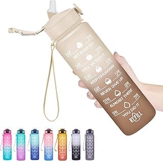 Hyeta 32 oz Water Bottles with Times to Drink and Straw, Motivational Water Bottle with Time Marker, Leakproof, Drinking Sports Water Bottle for Fitness, Gym and Outdoor image