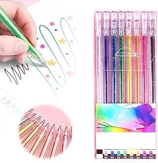 Glitter Gel Pen Set, 2024 New Glitter Gel Pens for Coloring Books, Artist Colored Gel Markers Colorful Pens Neon Gel Pens for Kids Adult Coloring Books and Drawing (Color 8) image