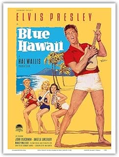 Elvis Presley in Blue Hawaii - Vintage Film Movie Poster by Rolf Goetze c.1961 - Master Art Print (Unframed) 9in x 12in image