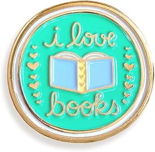 Night Owl Paper Goods Love Books Enamel Pin, Gold image