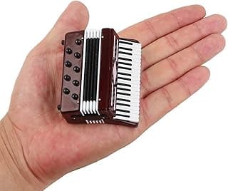 Dselvgvu Miniature Accordion with Case Mini Musical Instrument Replica Collectible Miniature Dollhouse Model Home Decoration (Red, 2.76"x2.36"x1.18") image