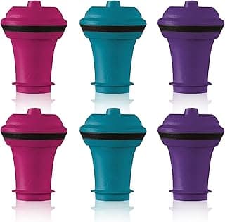 Vacu Vin Wine Saver Vacuum Stoppers - Set of 6 - Multicolor - for Wine Bottles - Keep Wine Fresh for Up to a Week with Airtight Seal - Compatible with Vacu Vin Wine Saver Pump image