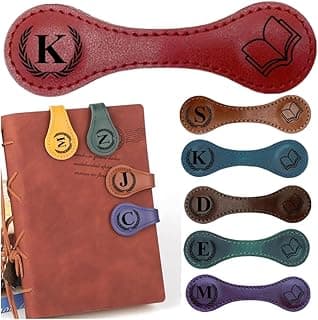 Personlized Magnetic Leather Bookmarks with Initials, Customized Book Marks Clip 26 Letters Bookmark for Reading Women, Men, Kids,Cute Book Markers Meaningful Gift for Book Lovers (Red, K) image