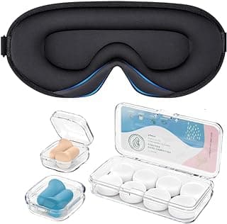 Silicone Earplugs - Ultra Soft Foam Earplugs - Sleep Eye Mask for Men Women, Upgraded 3D Hollowed Design, Value Pack–for Sleeping, Snoring, Travel, Airplanes, Shift Work，32dB Highest NRR image