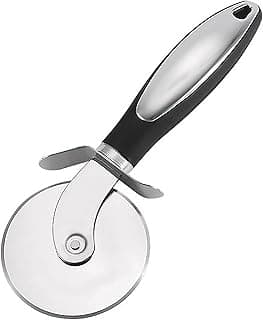 Personalized Stainless Steel Pizza Cutter Wheel,Sharp Pizza Slicer for Cutting,Kitchen Pizza Cutter With Rocker Blade And Cover,Comfortable to Hold,Dishwasher Safe,Kitchen Gadgets,8.38-Inch, Black image