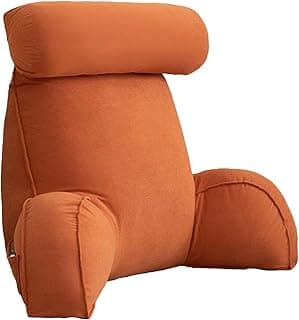Reading Pillow with Detachable Neck Roll & Big Bed Backrest Pillow for Bed with Arms and Side Pocket,Perfect for Back Support While Relaxing, Gaming,or Reading image