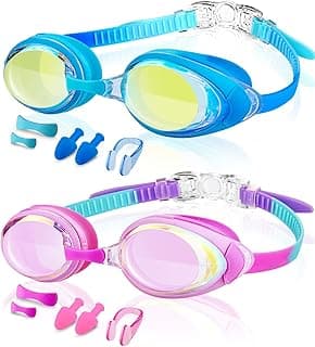 Victoper Kids Swim Goggles, 2 Pack Anti Fog&UV Swimming Goggles for Child 3-15, No Leaking Swim Goggles for Boys Girls