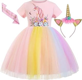 Unicorn Dress for Girls Unicorn Costume Pageant Birthday Princess Party Headband with Accessories image