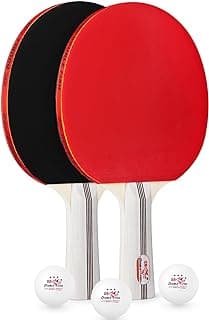 DOUBLE FISH Ping Pong Paddles Set of 2 with 3pcs 3-Star Balls & Storage Case - 2 Players High Performance Table Tennis Paddles Kit for Indoor & Outdoor Games image