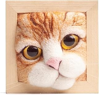 Quincry Needle Felting Kits for Beginners,Cat Head Photo Frame Ornaments Knitting Kit - Lovely Cat Decor & Wool Felt Cat Plush Toy Kit for DIY Handcraft Project for Christmas & Birthday Gifts (D) image