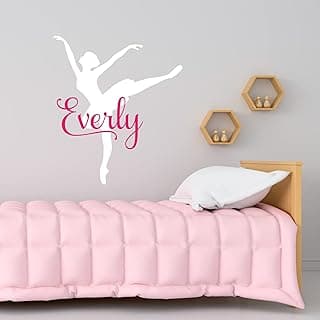 Personalized Ballerina Wall Decor, Ballet Vinyl Stickers, Dance Wall Decals, 30 Colors & Several Sizes image