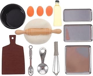 LUOZZY Miniature Baking Tools for Kids Pretend Play Dollhouse Baking Tool Set Mini Kitchen Decoration