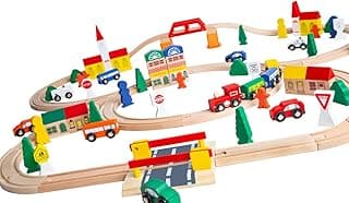 Toys 100 Piece Triple Loop Wooden Train Set Track Generic Fits Thomas Brio image